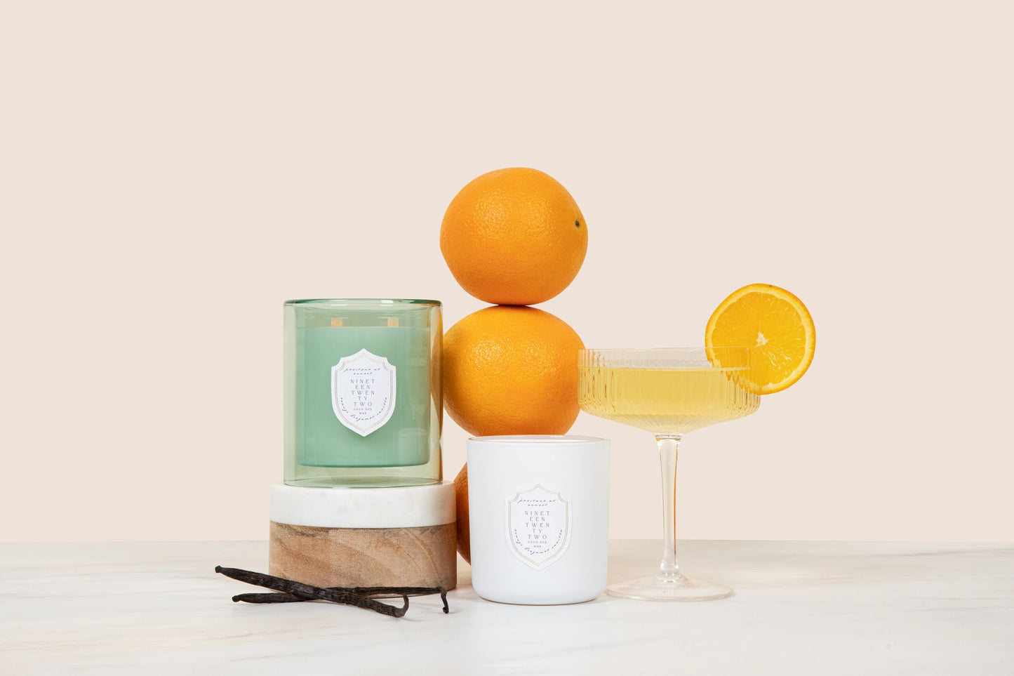 'Positano at Sunset' - Fresh, Citrus, Vanilla - Wood Wick Candle in White Jar