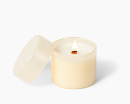 'Garden Party' - Lemony, Fresh, Floral - Wood Wick Candle in Modern Glass Jar