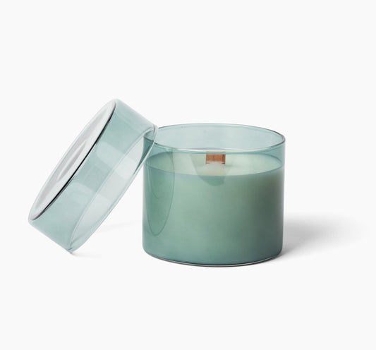 'Vert du Terre' - Fresh, Earthy, Herbaceous - Wood Wick Candle in Modern Glass Jar