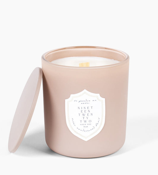 'le Jardin au Soleil' - Warm, Citrus, Floral - Wood Wick Candle in Blush Pink Jar